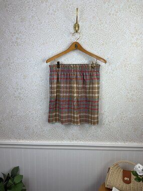 J.Crew Factory Red & Tan Sidewalk Plaid Wool Blend Waist Mini Skirt - Size - 6